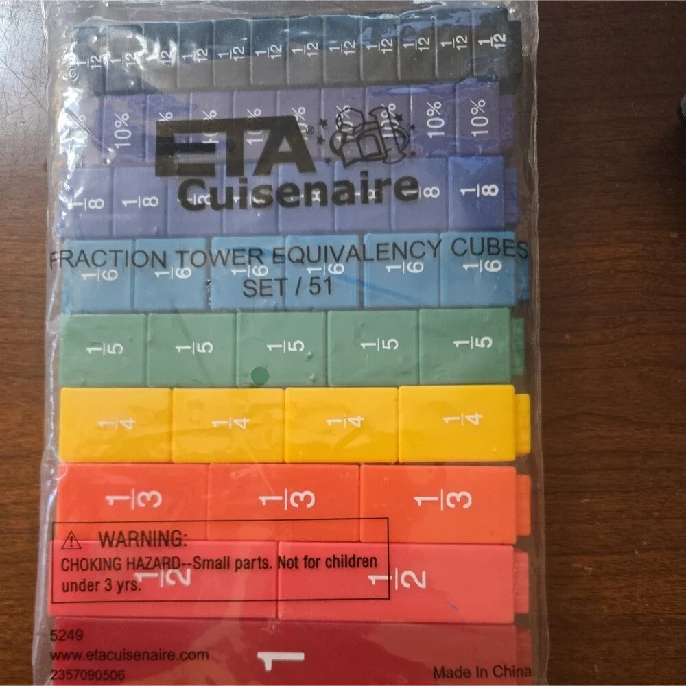 ETA Cuisenaire Fraction Tower Cubes Multicolored Fraction, Decimal, Percent